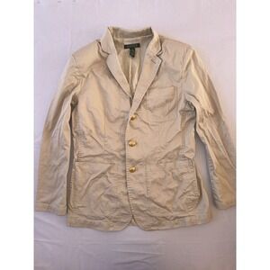 Ralph Lauren Women's Beige Blazer Embroidered Logo Gold Button Size M
